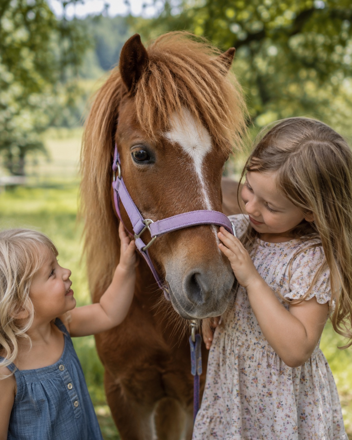 Kind reitet auf einem Pony durch einen Parcours